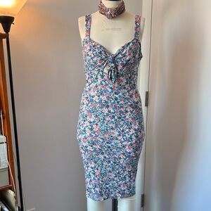 BCBG Paris Multicolor Floral Midi Dress